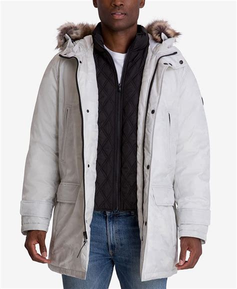 michael kors mens hooded bib snorkel parka black|Michael Kors Mens Faux Fur Warm Parka Coat .